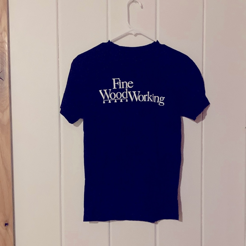 Finewoodworking tee shirt size S unisex black cotton, NWOT